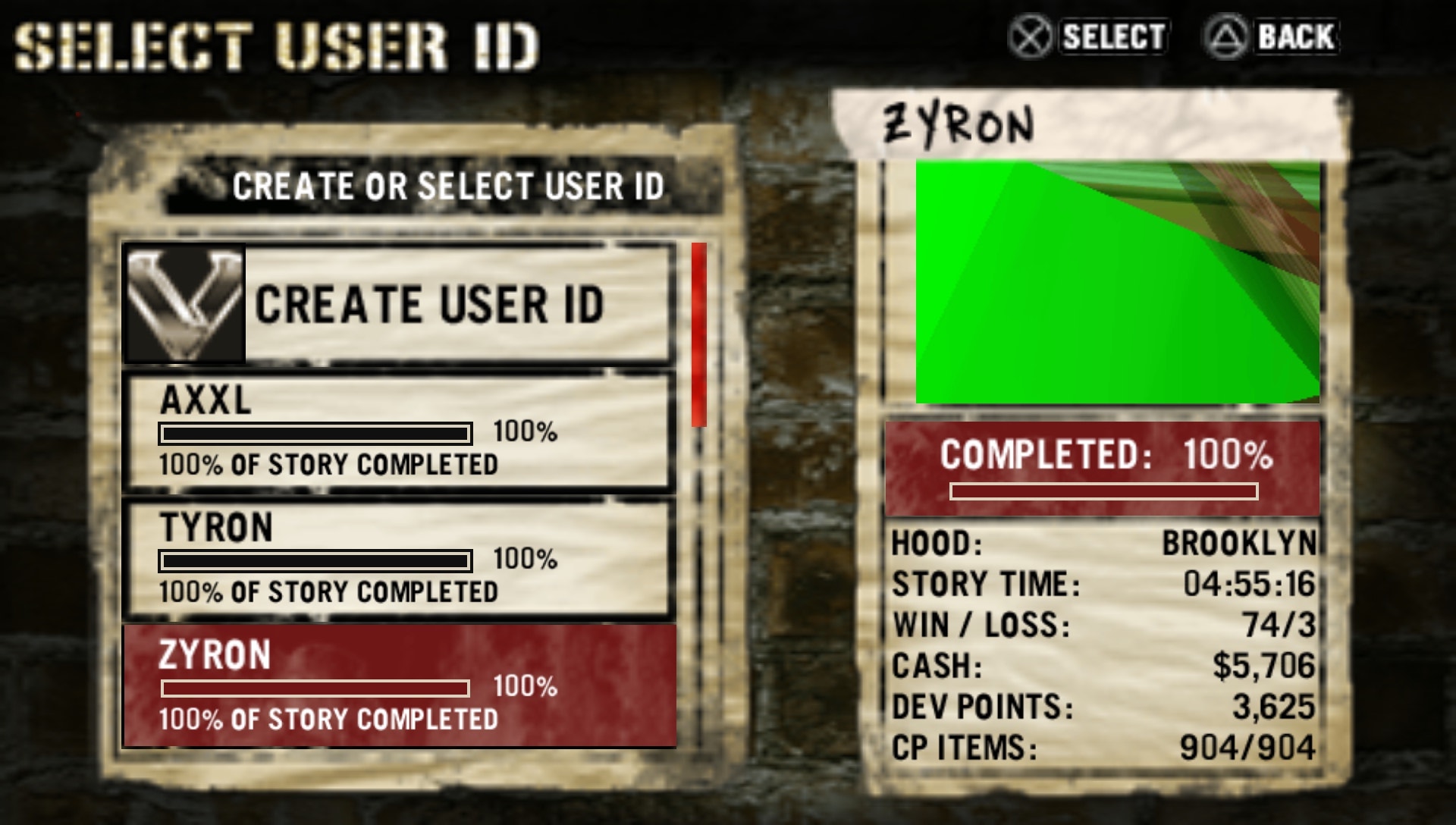 User screenshot of game
