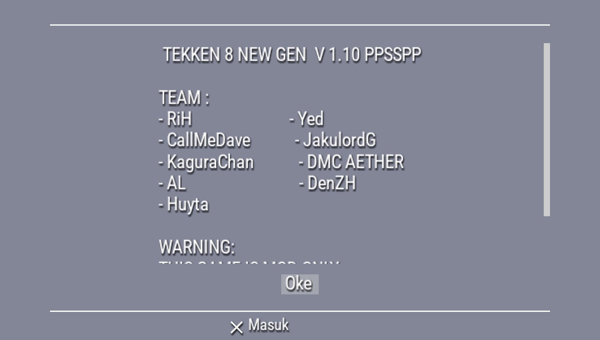 User screenshot of game